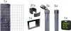 A collection of fence components and accessories, including a roll of wire mesh, clips, posts, and a cap. Produktbild-Vorschau