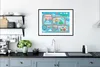 MuchoWow® Gerahmtes Poster Schnee - Schule - Dorf - Blau Produktbild-Vorschau 4