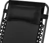A close-up view of the headrest and upper back support of a black reclining chair. Produktbild-Vorschau