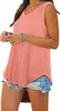 ASKSA Damen Bluse V-Ausschnitt Ärmellose Einfarbige T-Shirt Produktbild-Vorschau 2