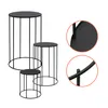 Three black metal plant stands of varying heights are arranged together on a white background. Náhľad obrázku produktu