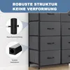 Close-up of a chest of drawers with fabric drawers, highlighting its robust structure and anti-tip device. Voir les images du produit