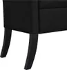 A close-up view of the black fabric-covered legs of a storage bench. Podgląd zdjęcia produktu