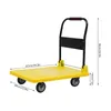 A yellow platform trolley with dimensions indicated by text overlays, shown against a white background. Náhled obrázku produktu