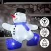 A lighted acrylic snowman decoration for outdoor or indoor use, with icons indicating power cord length, LED lights, and IP44 water resistance. Produktbild-Vorschau
