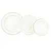 Three white plates with gold trim are arranged on a white background. Produktbild-Vorschau