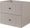 A two-drawer vanity unit with black knobs, shown from a three-quarter front angle against a light gray background. Produktbild-Vorschau