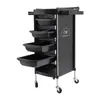 A black salon trolley with multiple drawers and wheels, shown against a white background. Voir les images du produit