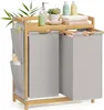 SONGMICS Wäschekorb 2 Fächer, Bambus, Wäschesammler 100 L, Produktbild-Vorschau 1