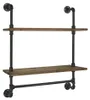 Regal Wandregal Industriestil 2 Ebenen Holz Rohr Produktbild-Vorschau 3