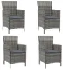 vidaXL Gartenstühle mit Kissen 4 Stk. Poly Rattan Grau Produktbild-Vorschau 7