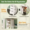 Collage of images showcasing storage features of a bed frame. Podgląd zdjęcia produktu