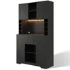 Küchen-Buffetschrank Hochschrank mit LED-Beleuchtung & Produktbild-Vorschau 17