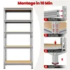 An instructional image showing the assembly steps for a shelving unit. Produktbild-Vorschau
