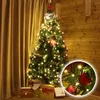 A decorated Christmas tree with presents underneath, set against a backdrop of golden curtains and a wooden wall. Anteprima dell’immagine prodotto