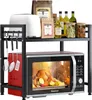 A kitchen shelf organizer holding a microwave and various kitchen items. Produktbild-Vorschau