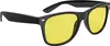 A pair of black-framed sunglasses with yellow lenses, shown from a side-front angle against a white background. Produktbild-Vorschau