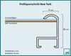 A diagram showing a cross-section of a picture frame profile with dimensions and material labels. Produktbild-Vorschau