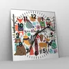 Wanduhr - Quadrat - Glasuhr - Winter Baum Wald Tiere - Produktbild-Vorschau 4