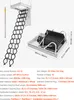 A product image showing a collapsible attic ladder and its components, with detailed specifications listed below. Podgląd zdjęcia produktu