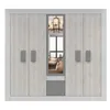 A modern wardrobe with wooden doors and a mirrored section. Produktbild-Vorschau