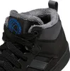Close-up view of the top part of a black sneaker with gray fur lining. Podgląd zdjęcia produktu