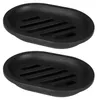 Lot de 2 supports pour savon, en plastique noir, faciles à Voir les images du produit 1