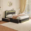 INONEFT Lit capitonné 160 x 200 cm avec 4 tiroirs, lit pour Voir les images du produit 3