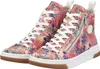 A pair of high-top sneakers with a floral pattern. Voir les images du produit