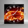 Wanduhr - Quadrat - Glasuhr - Auto Feuer Illustration - Produktbild-Vorschau 3
