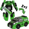 A toy robot in robot mode and car mode, with a transformation arrow and text indicating it is 2-in-1. Produktbild-Vorschau