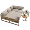 A modular outdoor lounge set with two small side tables. Voir les images du produit