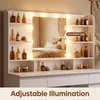 Fobyfurny Große Schminktisch mit LED-Beleuchtung, Weiß | 10 Produktbild-Vorschau 4