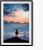 Hirsche auf einem Berggipfel– Wandbild mit Rahmen – Produktbild-Vorschau 1