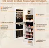 An open jewelry cabinet with various compartments for organizing jewelry and cosmetics, featuring LED lights and a full-length mirror. Náhľad obrázku produktu
