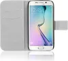 A white Samsung Galaxy S6 phone in a gray flip case. Produktbild-Vorschau