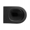 A top-down view of a black toilet bowl. Produktbild-Vorschau