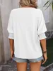 ASKSA Damen T-Shirt V-Ausschnitt 3/4 aermel Bluse Einfarbig Produktbild-Vorschau 4