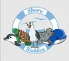 Illustration of various sea creatures and a seagull within a life preserver ring. Produktbild-Vorschau