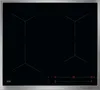 A top-down view of a black induction cooktop with silver trim, set against a white background. Produktbild-Vorschau