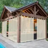 A gazebo with beige curtains hanging around it, next to a swimming pool. Produktbild-Vorschau