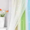 A close-up of a gradient curtain with stars, next to a vase of tulips. Produktbild-Vorschau
