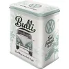 A vintage-style tin box featuring a Volkswagen Bulli van illustration and palm trees. Produktbild-Vorschau