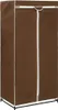 A brown fabric wardrobe with a white zipper and trim, standing on a black metal frame. Náhľad obrázku produktu