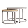 Two nesting round tables with metal frames and wooden tops, shown against a white background. Produktbild-Vorschau