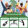 People celebrating around a Christmas tree, with details about the tree's features shown below. Produktbild-Vorschau