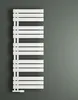 A white radiator is mounted on a gray wall. Produktbild-Vorschau