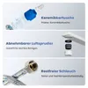 A collage of three images showcasing different components of a kitchen faucet, with German text describing each feature. Podgląd zdjęcia produktu