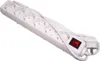 A white power strip with six outlets and a red on/off switch is shown against a white background. Produktbild-Vorschau