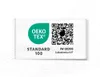 A label with OEKO-TEX certification and a QR code. Produktbild-Vorschau